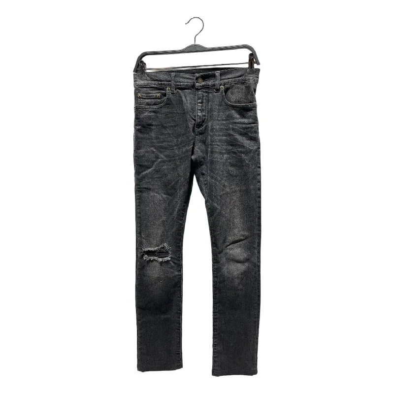 SAINT LAURENT/Skinny Pants/26/Cotton/BLK/RIGHT KNEE RIP