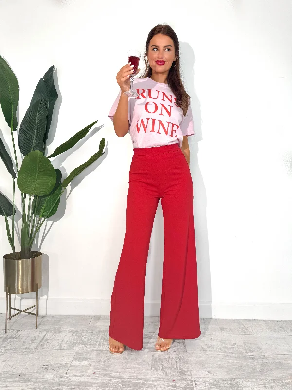 Big Ambitions - Red Wide Leg Trousers