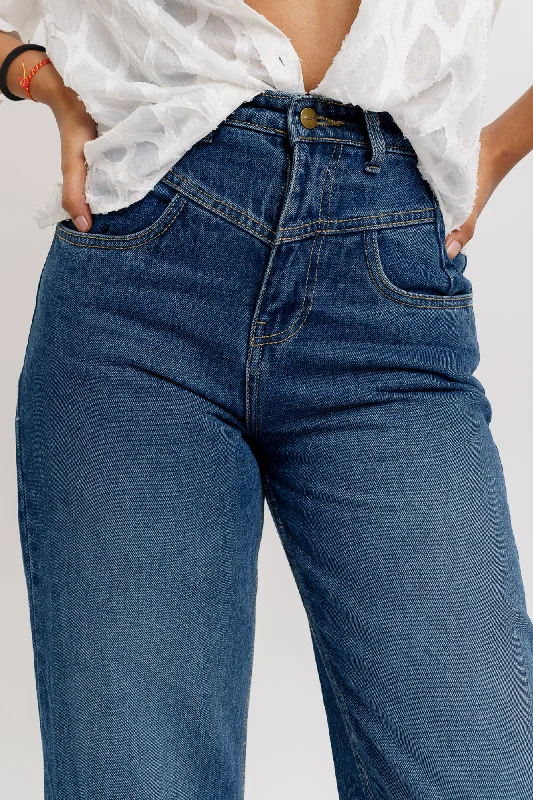 Blue Fish Cut Straight Jeans