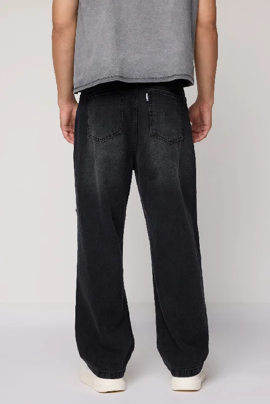 Charcoal Charm Straight Distress Denim Jeans