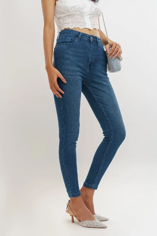 Dark Blue High Waist Skinny Jeans