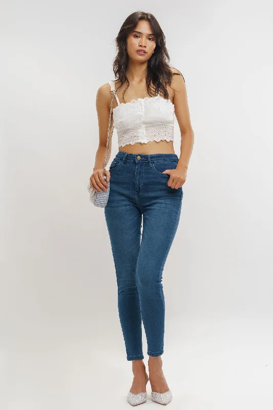 Dark Blue High Waist Skinny Jeans