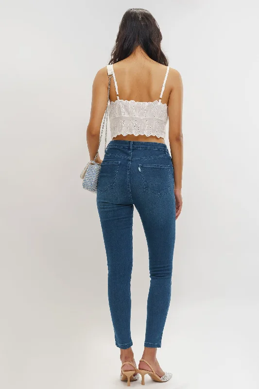 Dark Blue High Waist Skinny Jeans