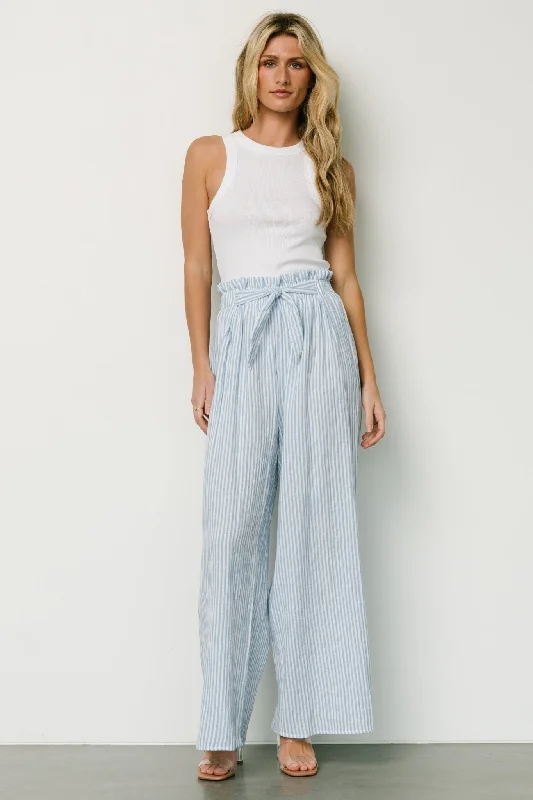 Delphi Wide Leg Pants | Blue Stripe