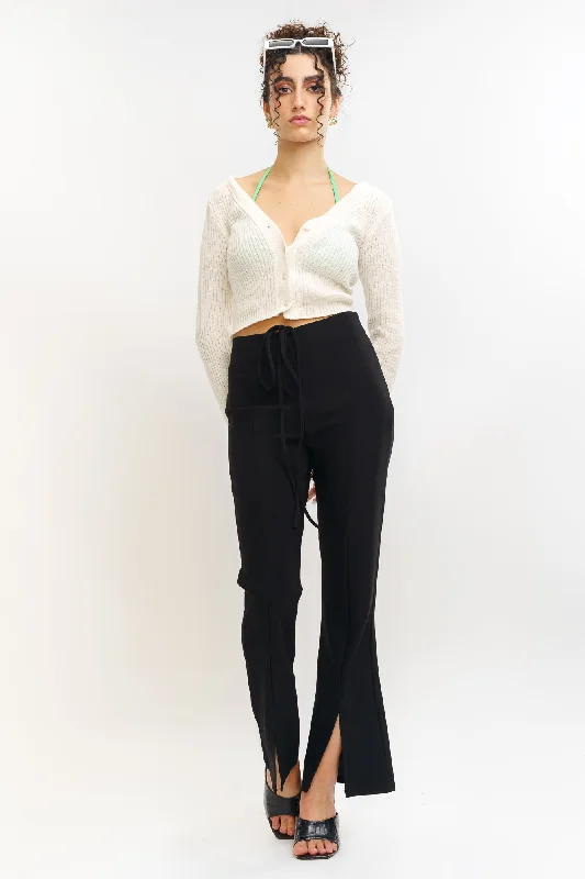 Front Slit Black Pants