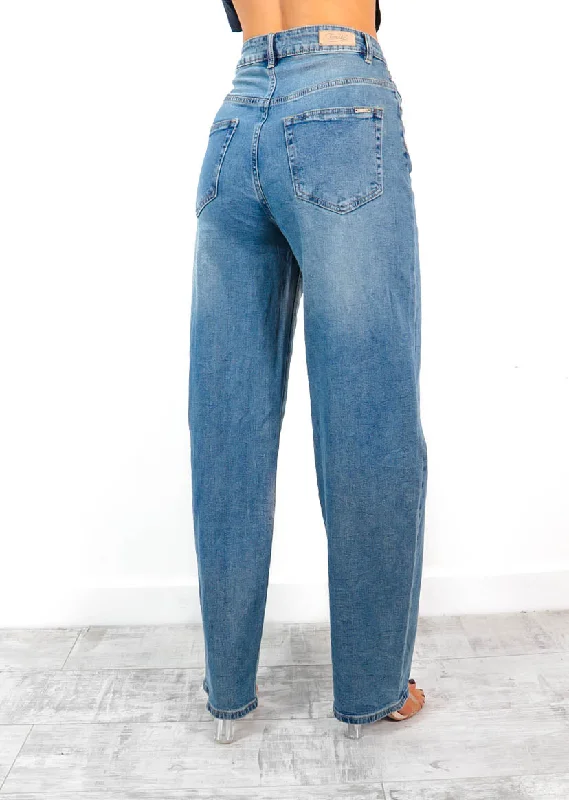 Jean You Coming - Blue Denim Wide Leg Jeans