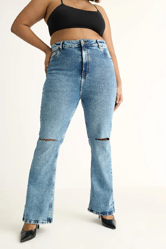 Urban Edge Knee Distressed Bootcut Jeans