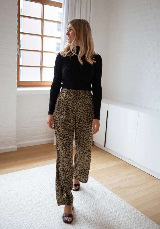 Green Leopard Print Enouk Pants