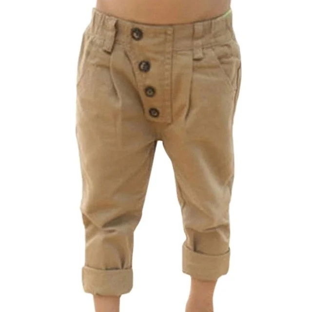 New Children Kid Boys Retro Khaki Casual Pants Straight Trousers 2-7Y