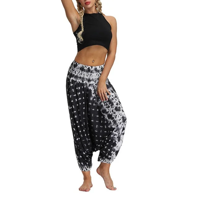 New Women High Waist Harem Pants Women Hippie Casual Loose Trousers Summer Ladies One Size Boho Baggy Pants Multicolor 2019