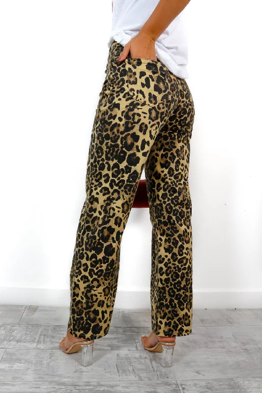 No Leopard Feelings - Beige Leopard Denim Jeans