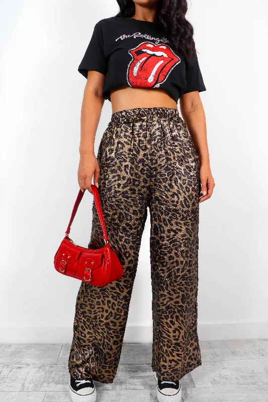 Once In A Wild - Gold Leopard Metallic Trousers