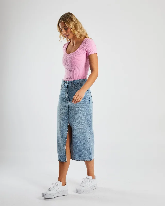 Daria Denim Skirt Stone Blue