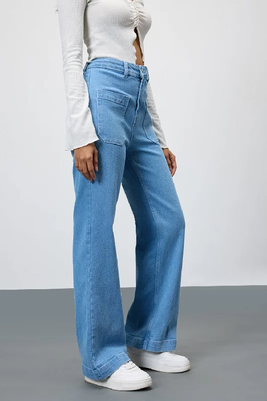 Coastal Breeze High-Waist Pocketed Bootcut Jeans