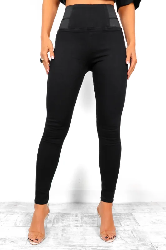 Snatch You Up - Black Denim Waist Cinching Skinny Jeans