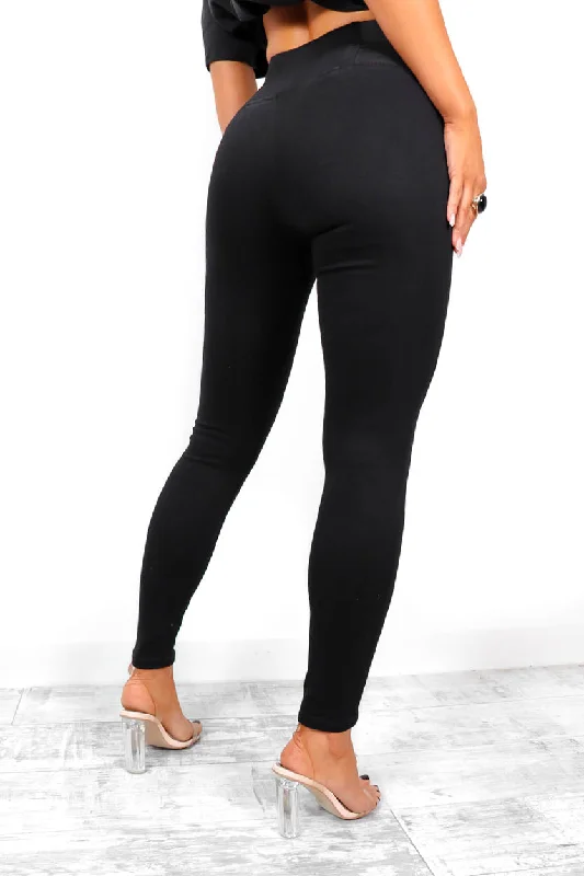 Snatch You Up - Black Denim Waist Cinching Skinny Jeans