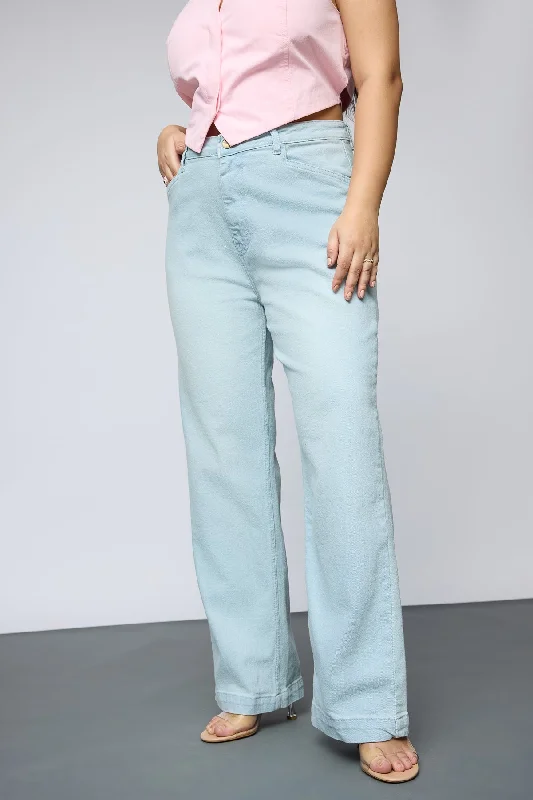 Soft Blue Curve Straight Fit Jeans