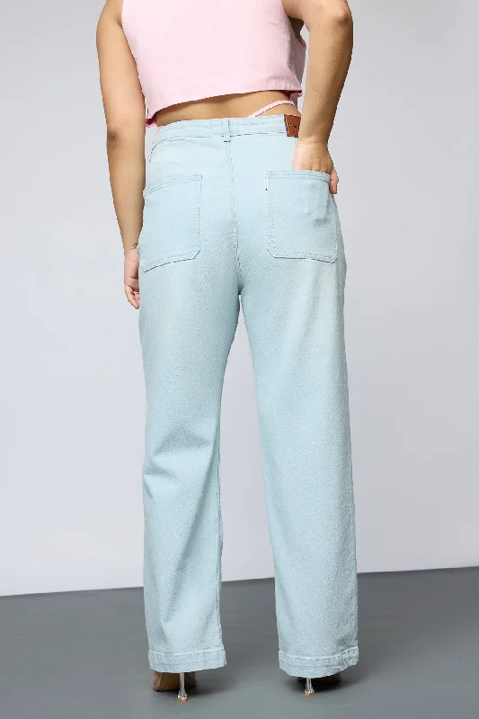 Soft Blue Curve Straight Fit Jeans