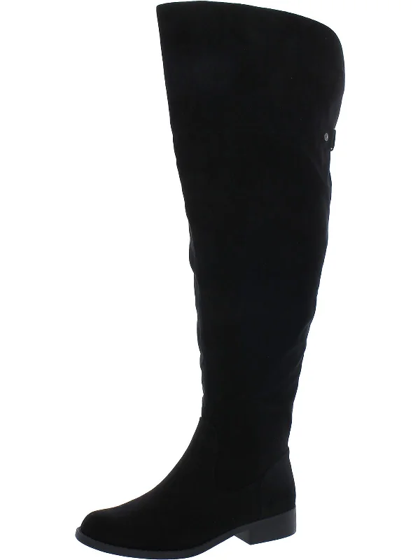 Allicce Womens Wide Calf Zipper Over-The-Knee Boots