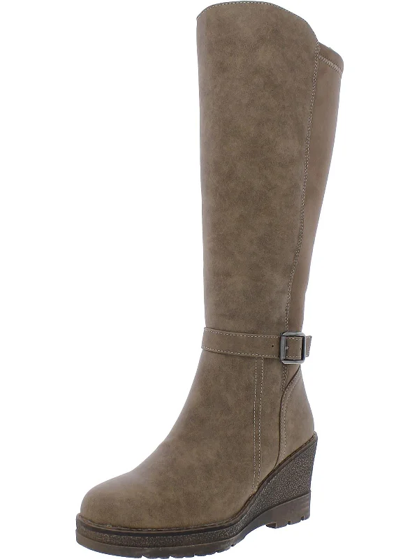 Cabrillo Womens Faux Leather Platform Mid-Calf Boots