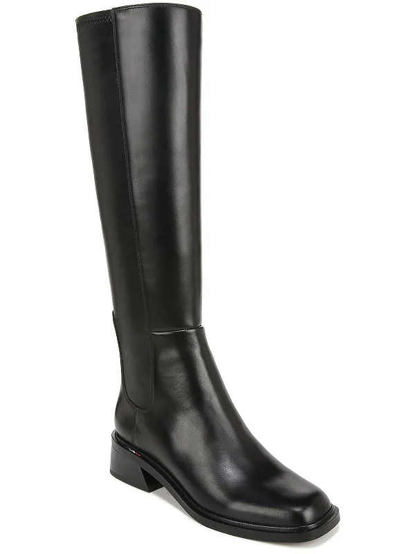 Giselle Womens Leather Wide Calf Knee-High Boots