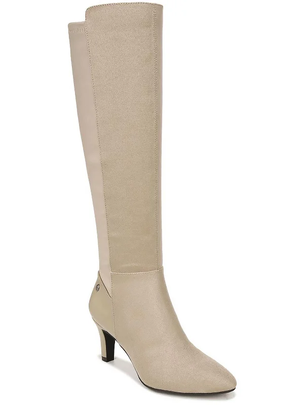 Gracie Womens Faux Suede Heels Knee-High Boots