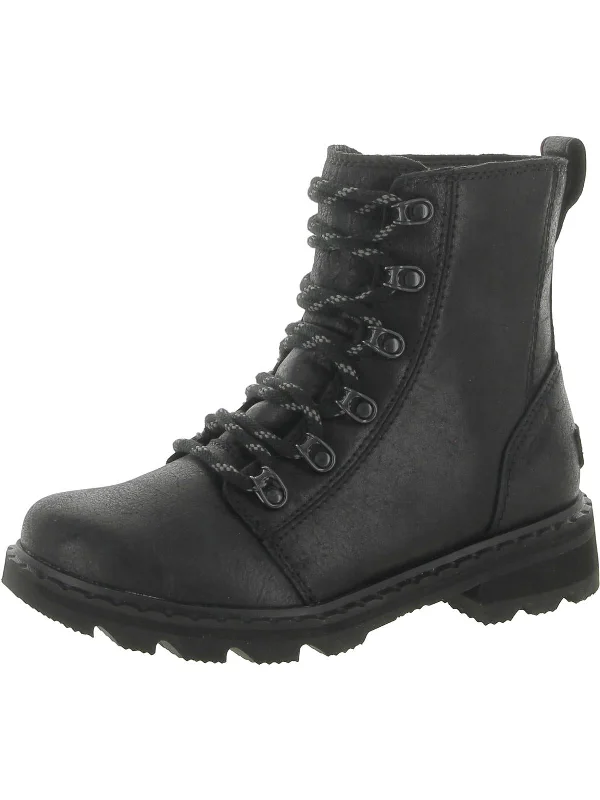 Lennox  Womens Leather Pull On Combat & Lace-up Boots