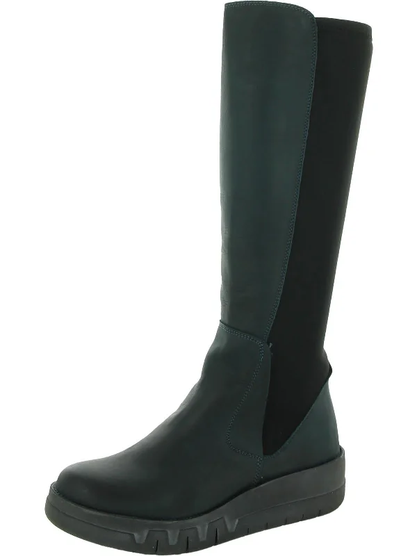 Lucky Womens Faux Leather Zipper Riding Boots