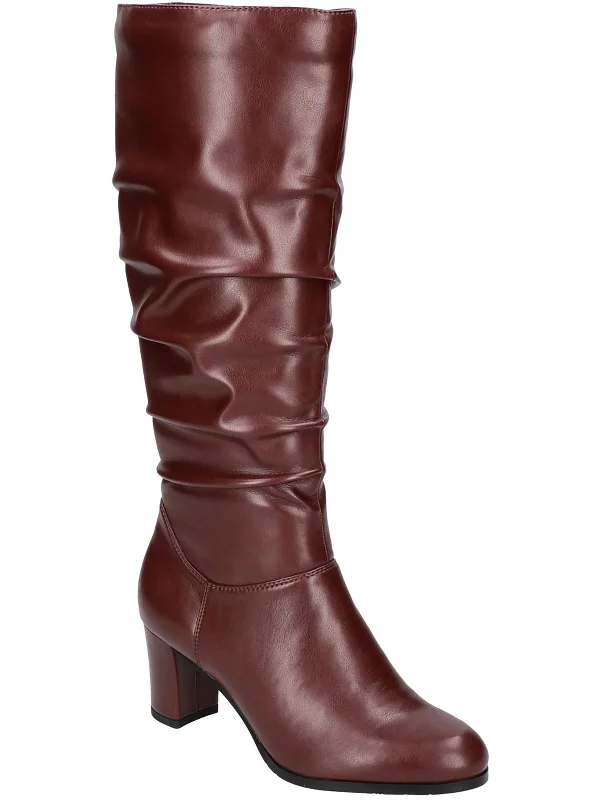 Tamara  Womens Faux Leather Pull On Knee-High Boots