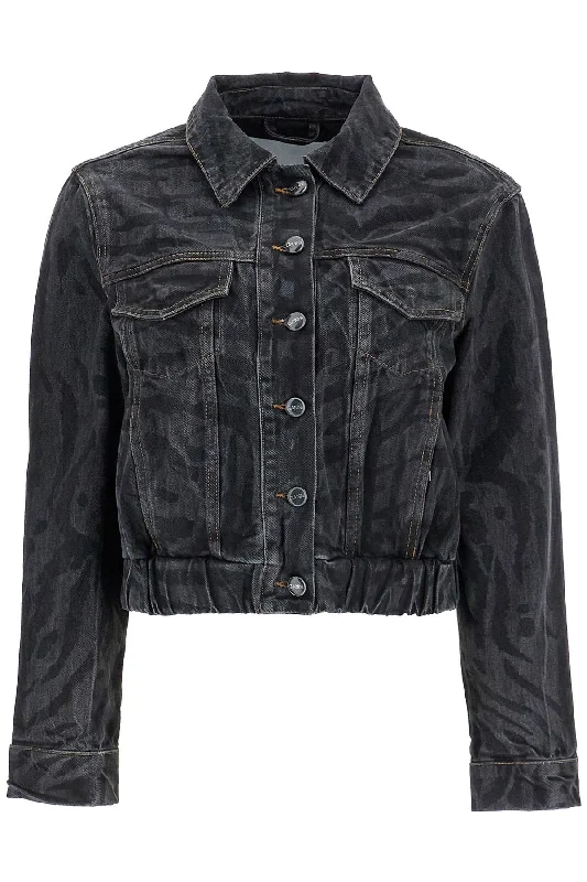 cut

short denim jacket with laser-cut J1484 BLACK