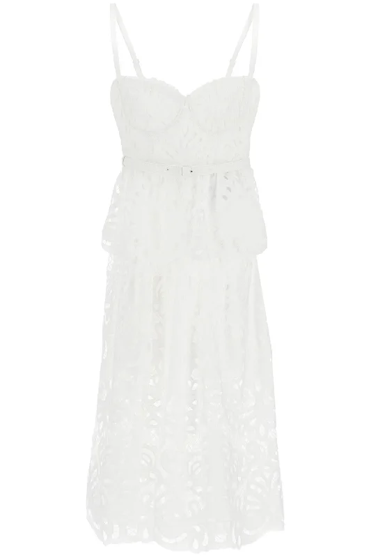 lace bustier dress with belt PF24 091M W WHITE