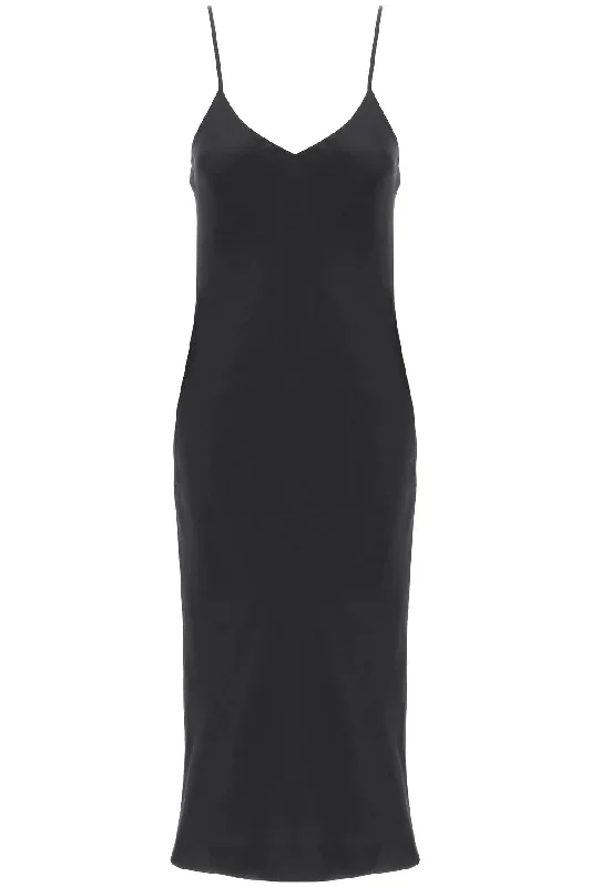 midi crêpe slip dress ST1243CBB47001 BLACK