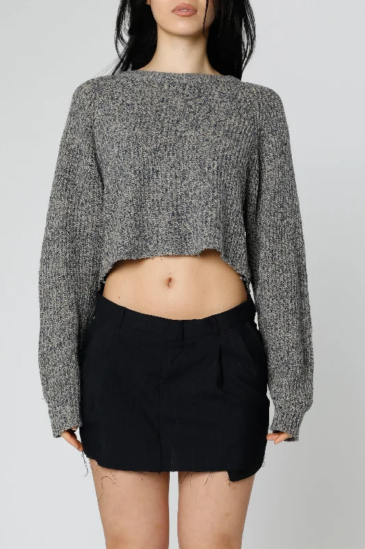 Rework Crop Knit Sweater - L