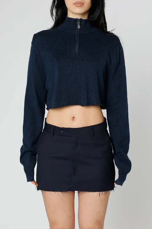 Rework Crop Knit Sweater - M