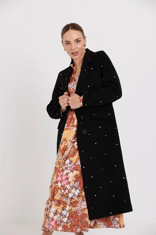 Saskia Coat | Black/Diamond