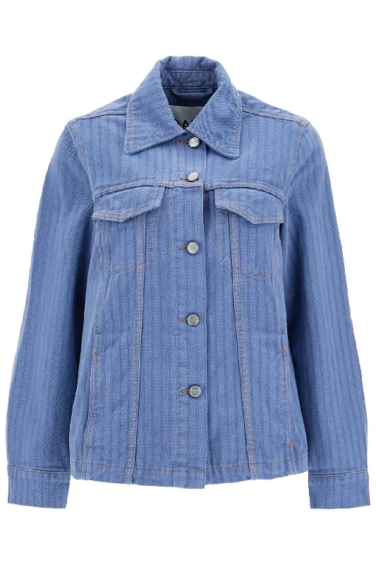 ""striped overdyed denim jacket J1522 COUNTRY BLUE