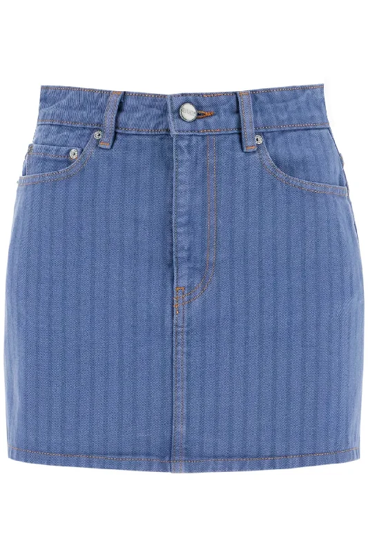 ""striped overdyed denim mini J1504 COUNTRY BLUE