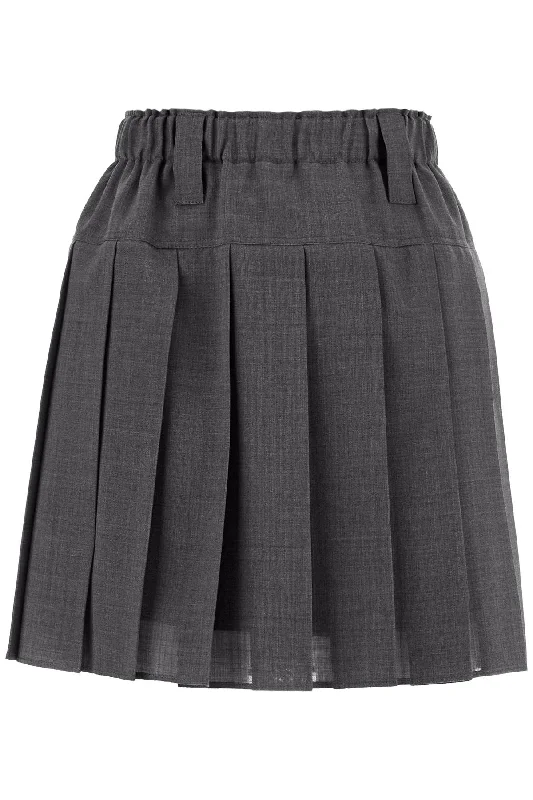 wool organza pleated mini skirt MP087G3662 GRIGIO MEDIO