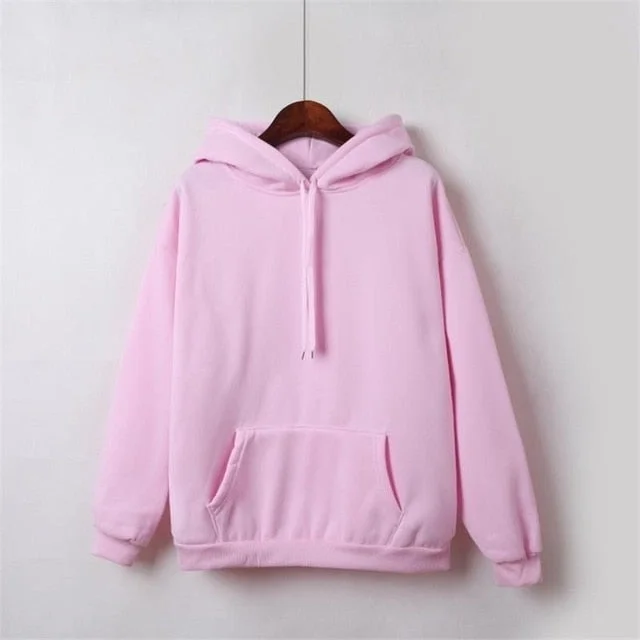 Women's Hoodies 2019 New Social Harajuku Hoodies For Girls Solid Color Hooded Tops Women's Sweatshirt Long-sleeved Winter Velvet Thickening Coat