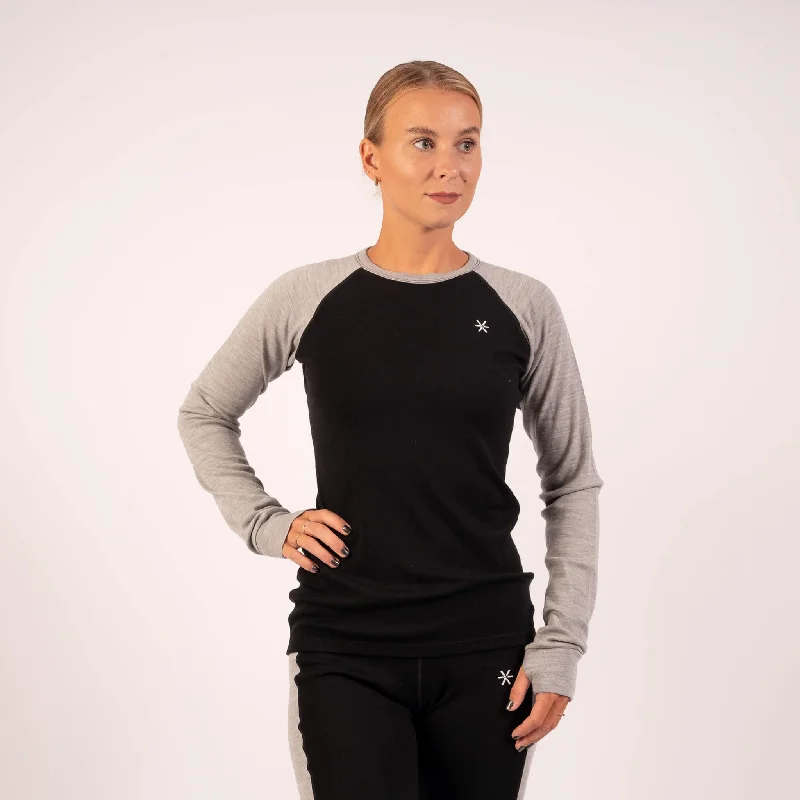 Black 100% Merino Wool Long Sleeve