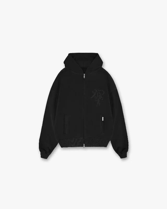 Cherub Initial Zip Hoodie - Black