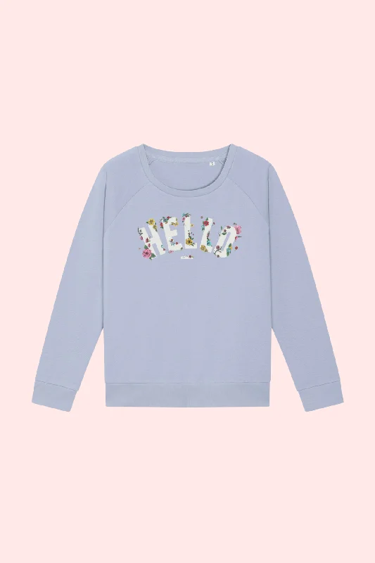 Soft Blue Floral Hello Sweatshirt