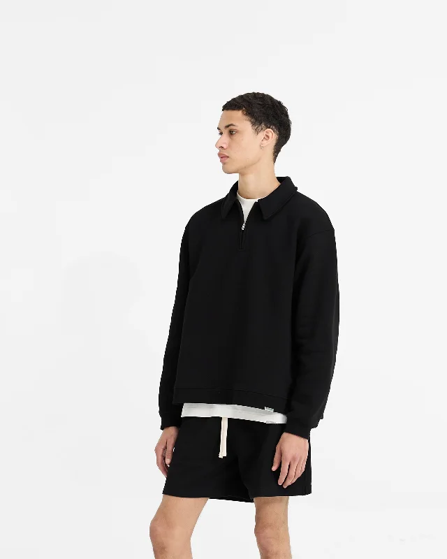 Initial Boxy Quarter Zip - Black