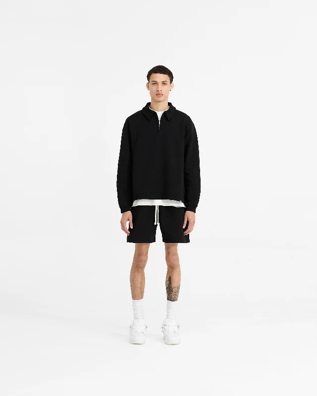 Initial Boxy Quarter Zip - Black