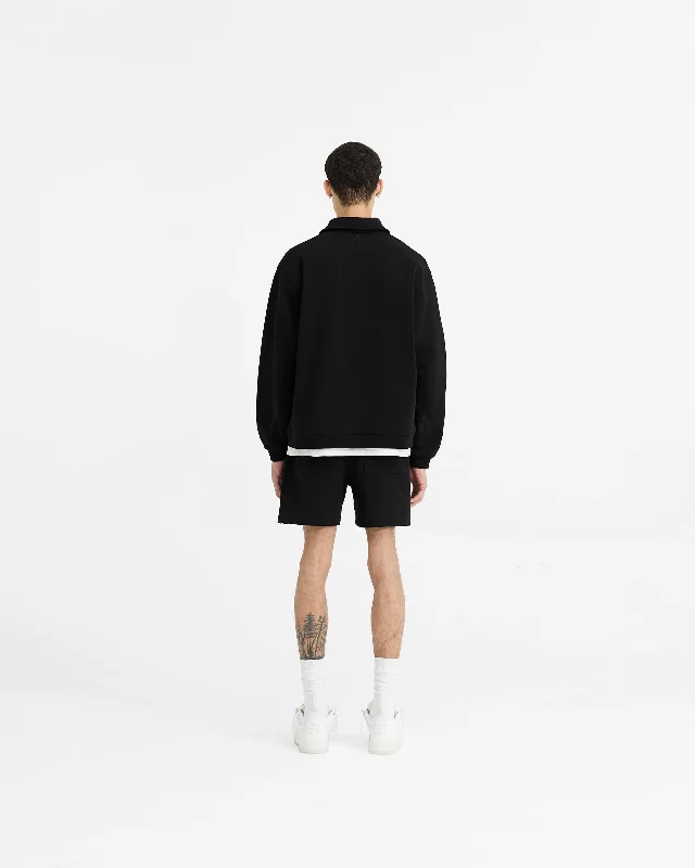 Initial Boxy Quarter Zip - Black