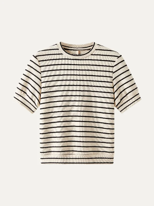 Stripy Knit Crewneck Poll-Over Top