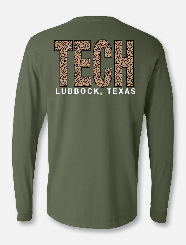 Texas Tech TECH Block in Cheetah Long Sleeve T-Shirt