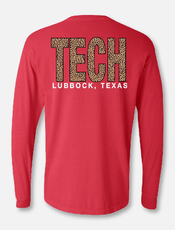 Texas Tech TECH Block in Cheetah Long Sleeve T-Shirt