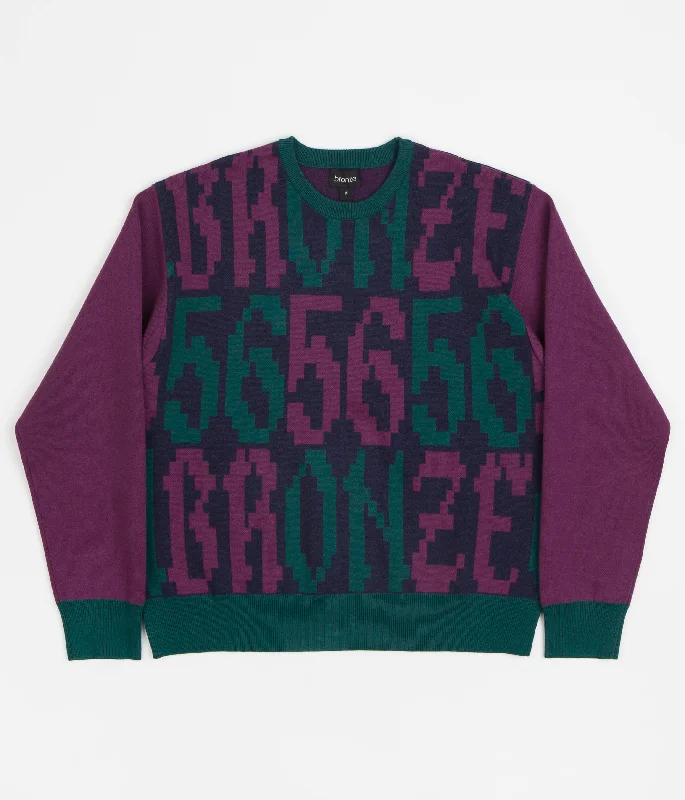 Bronze 56K Old E Crewneck Sweatshirt - Purple / Teal