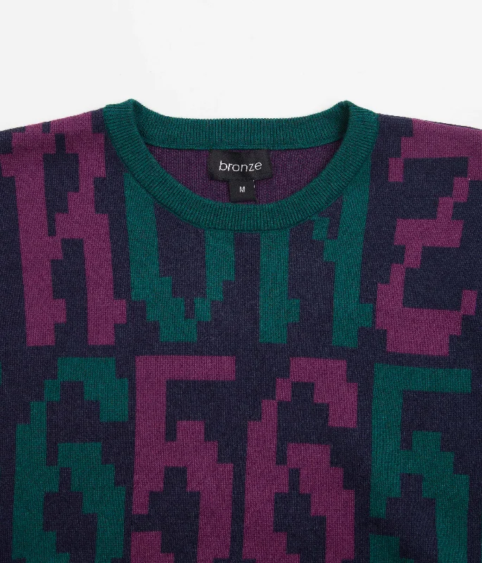 Bronze 56K Old E Crewneck Sweatshirt - Purple / Teal